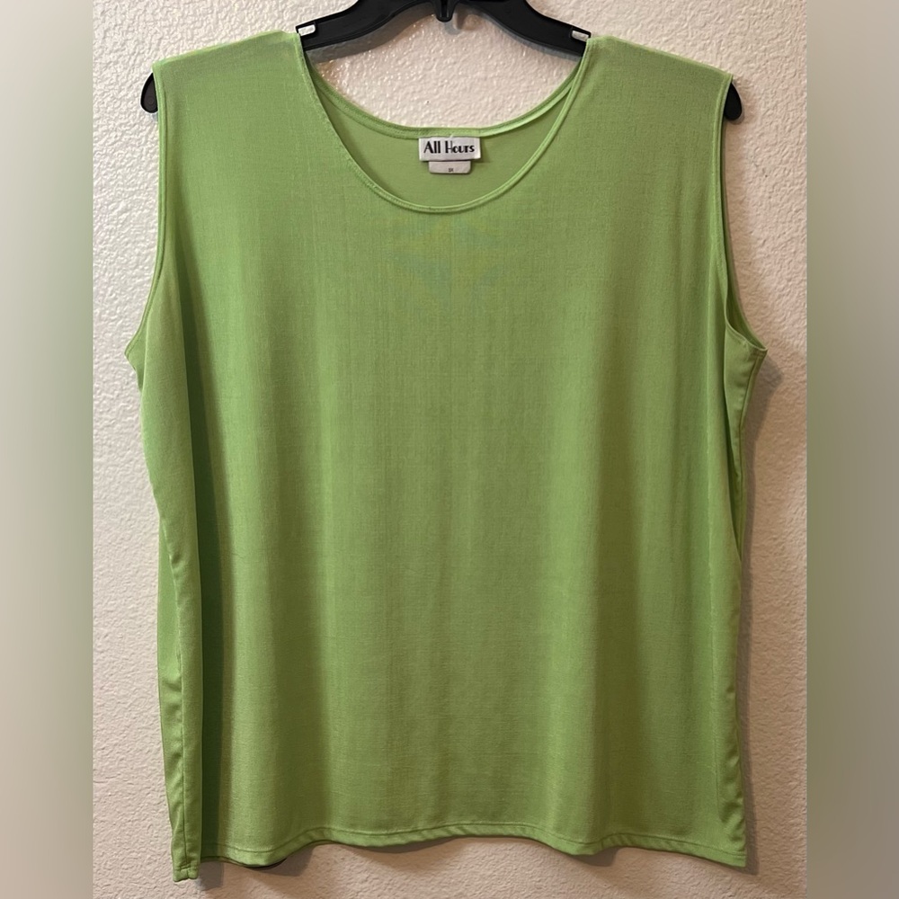 All Hours Scoop Neck Stretch-Dress Tank - size 3X Color: Lime Green